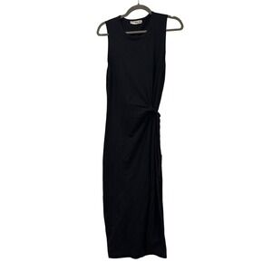 MNG Mango Black Modern Capsule Sleeveless Crew Midi Tank Dress Side Slit Size S